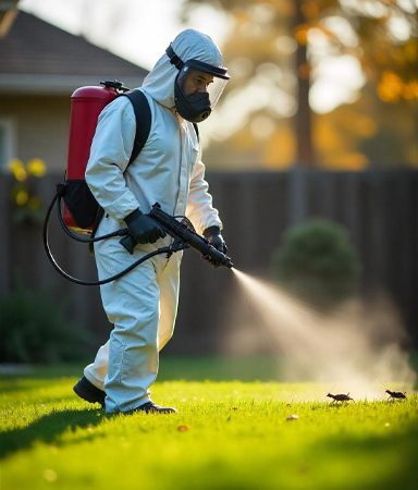 Técnico Fuminex realizando fumigación exterior
